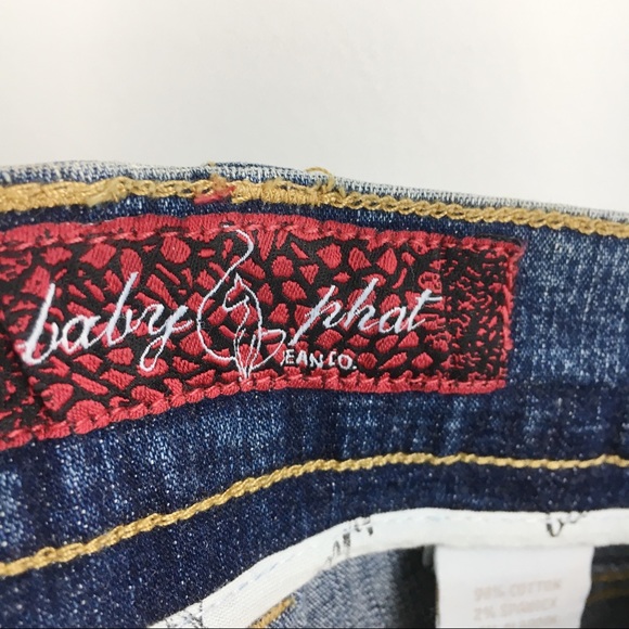 NWT Vintage Y2K Baby Phat Cat Logo Cuffed Denim Jeans Cropped Capri Pants Size 3 - Picture 9 of 10